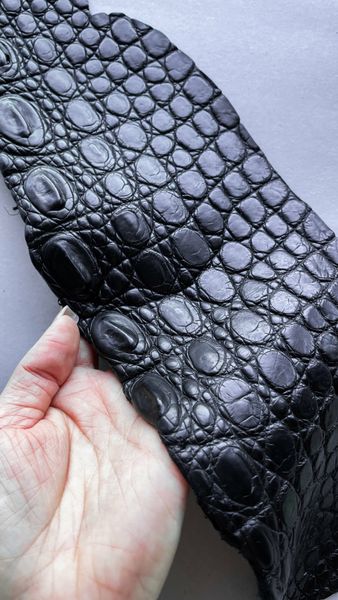 Crocodile leather piece, black