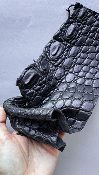 Crocodile leather piece, black