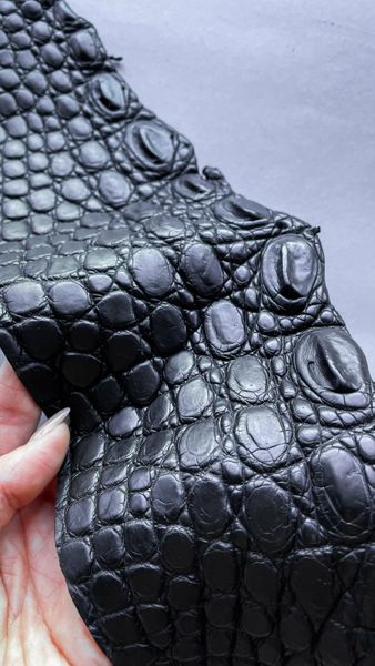 Crocodile leather piece, black