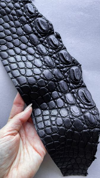 Crocodile leather piece, black