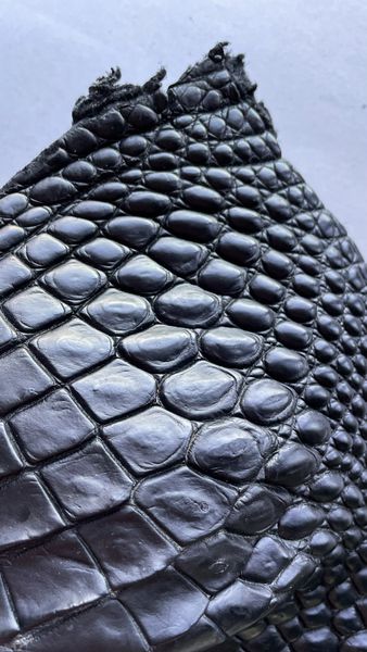 Crocodile leather piece, black