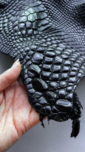 Crocodile leather piece, black