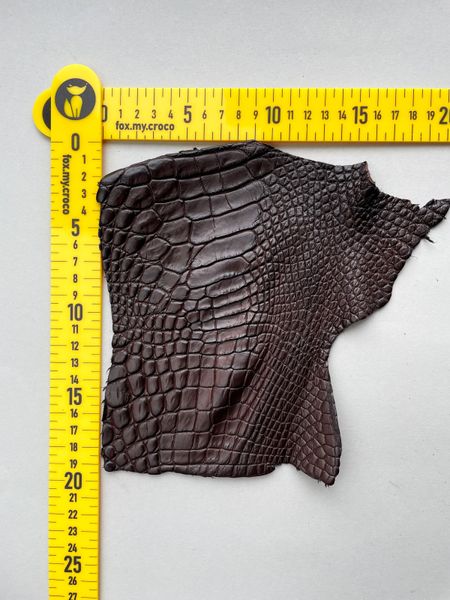 Crocodile leather piece, chocolate