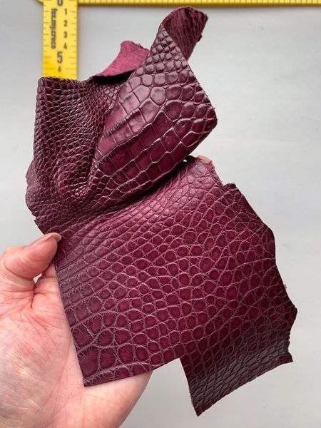 Crocodile leather piece, wine