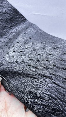 Ostrich leather piece, black