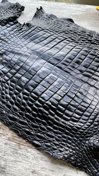 Crocodile skin, black, 42 cm