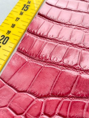 Crocodile leather piece, dark pink