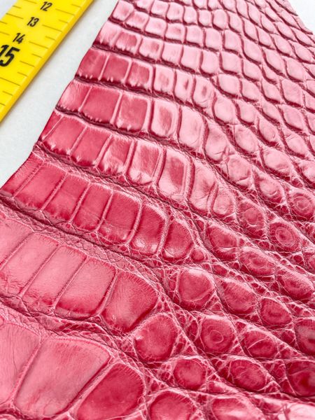 Crocodile leather piece, dark pink