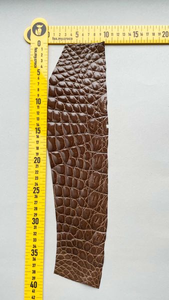 Crocodile leather piece, brown