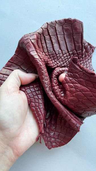 Crocodile leather piece, cherry